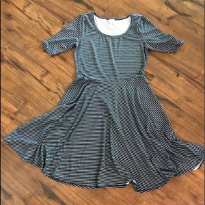 Lularoe Nicole XL Blue and Gray stripes